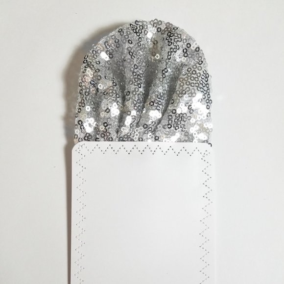 NEW Men's Sequin Pre-Folded Pocket Square Insert - Silver - Picture 2 of 5